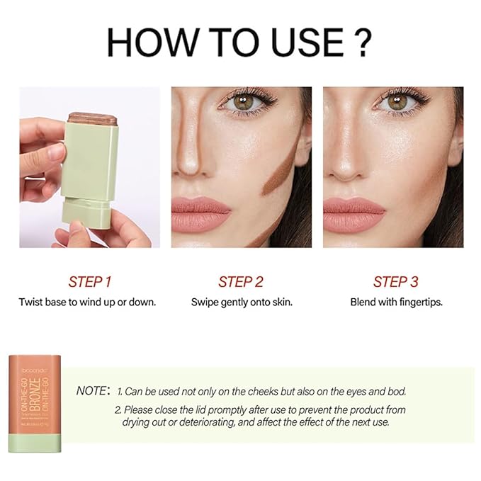 Multi-Use Makeup Blush Stick, Cream Blush Stick, Tinted (2#Soft Glow)