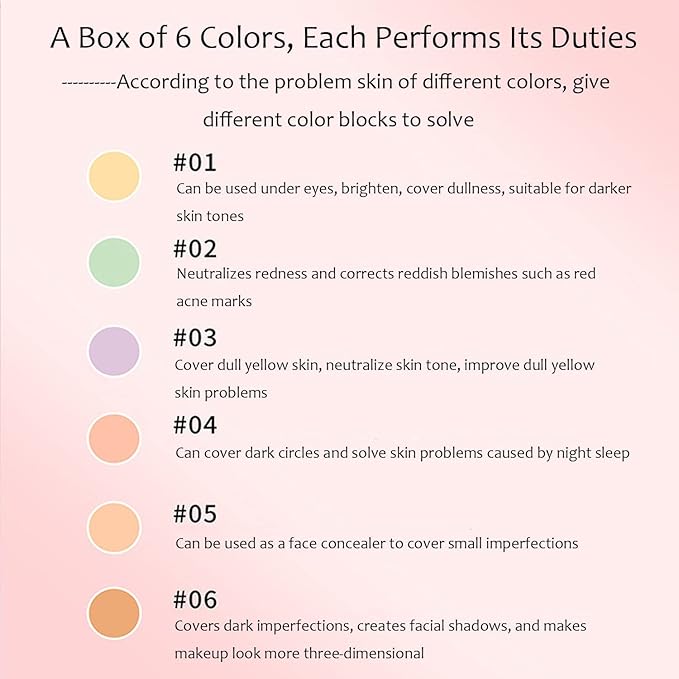 6 Colors Correcting Concealer Palette, Makeup Cream Contour