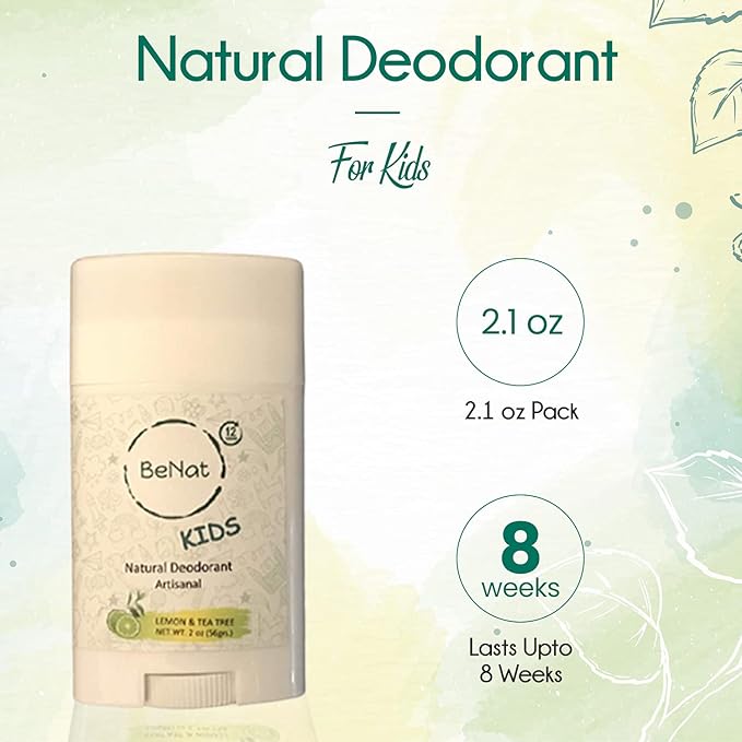 All Natural Deodorant For Kids and Teens 100% Natural Aluminum-Free Carcinogen Free Kids Deodorant For Boys and Girls Clinically Proven To Be Safe For Children and Teenagers