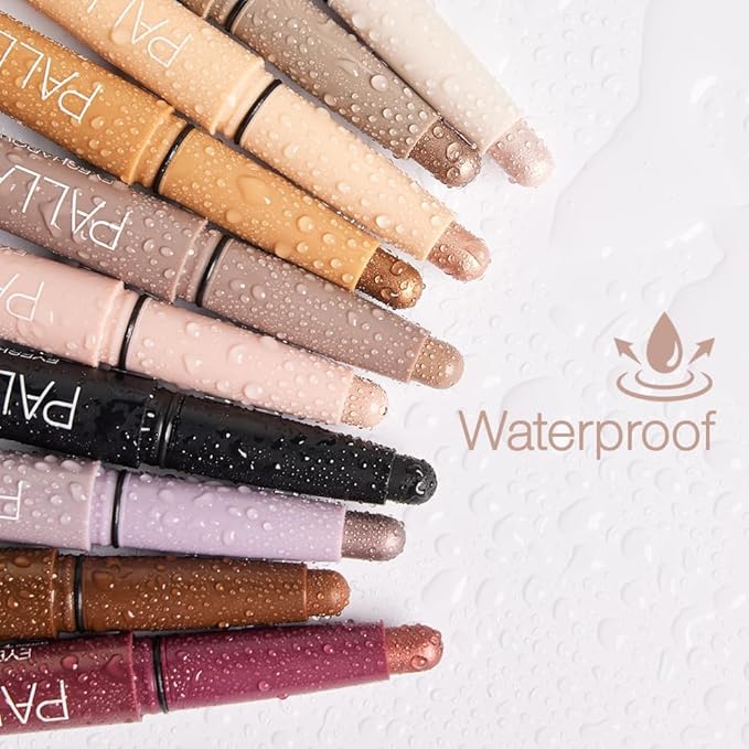 Palladio Waterproof Eyeshadow Stick with Blending Sponge, Long Lasting & Effortless Application, Smudge Free & Crease Proof Formula, Matte & Shimmer Shades, Buildable Eye Shadow (Taupe Shimmer)