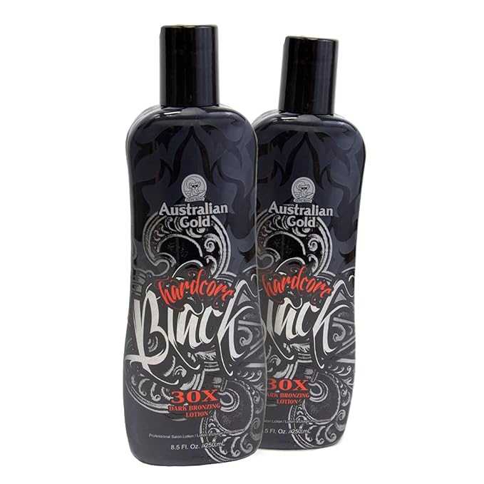 LOT OF 2 Australian Gold Hardcore 30x Black Bronzer Tanning Lotion 8.5 oz.