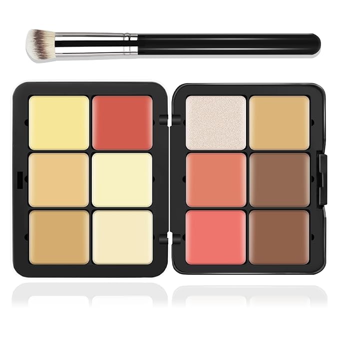 12 Colors Cream [Blush+Contour+Concealer+Highlighter] Makeup Palette for Cheeks - Multi-functional Makeup Palette with Brush, Natural Matte Long Wearing, Waterproof Face Makeup Palette (#05)