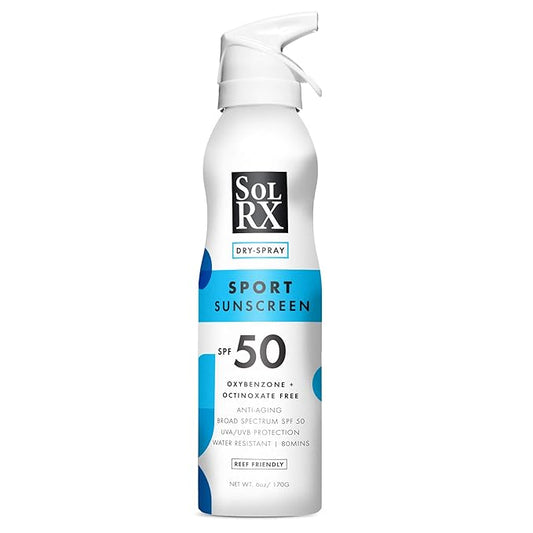 SolRX SPORT SPRAY SPF 50 Sunscreen Spray SPF50, Reef Friendly, Broad Spectrum Sunscreen for Face and Body, Oxybenzone Free