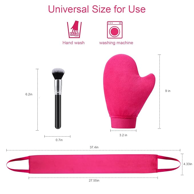 Self Tanning Mitt Applicator - 3 in 1 Self Tanner Mitt Applicator, Back Tanning Mitts Self Tanner Mitt Tanning Glove for Self Tan Mitt Applicator Sunless Tanner Mitt Tan Mit Tanning Brush