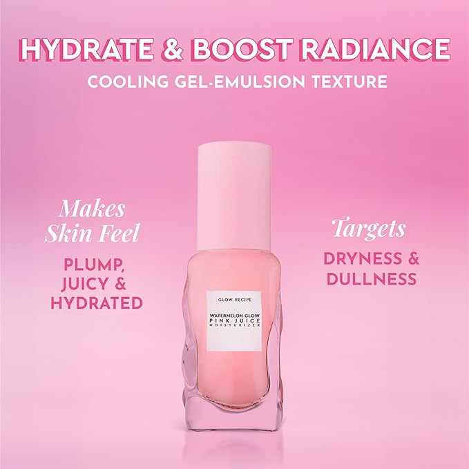 Glow Recipe Pink Juice Water Gel Face Moisturizer for Women, Men & Teens, Travel Size - Hydrating Hyaluronic Acid, Radiance Boosting, Oil-Free, Long-Lasting Korean Skin Care for Oily Skin (25ml)