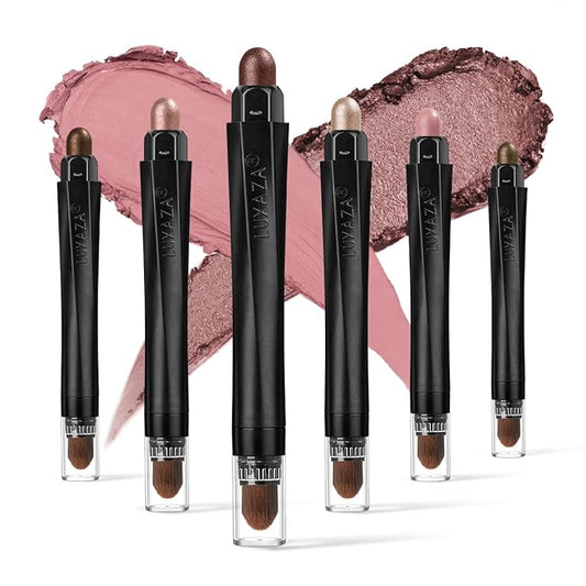 6PCS Cream Eyeshadow Stick Makeup Sets, Metallic And Matte Shimmer Eye Shadow Eye Brightener Stick Pencil Crayon, A06-Pink Neutral