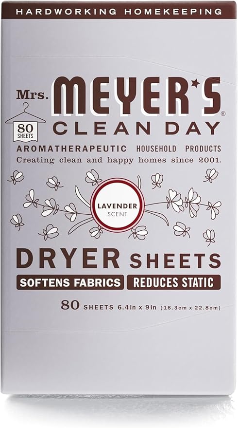 MRS. MEYER'S CLEAN DAY Dryer Sheets, Lavender, 80 ct (Pack of 12)