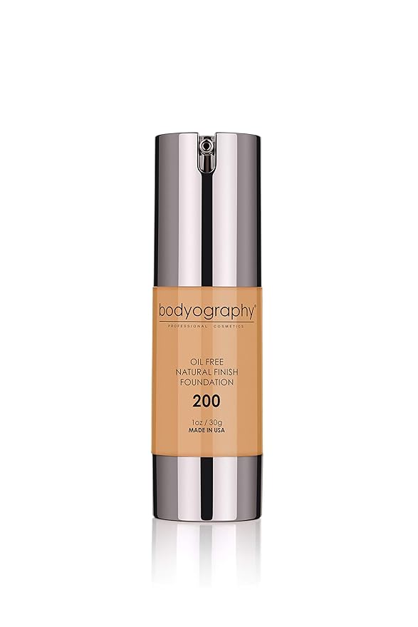 BODYOGRAPHY - NATURAL FINISH Foundation (Med/Dark#200): Oil-Free Anti-Aging Gluten-Free, Paraben-Free