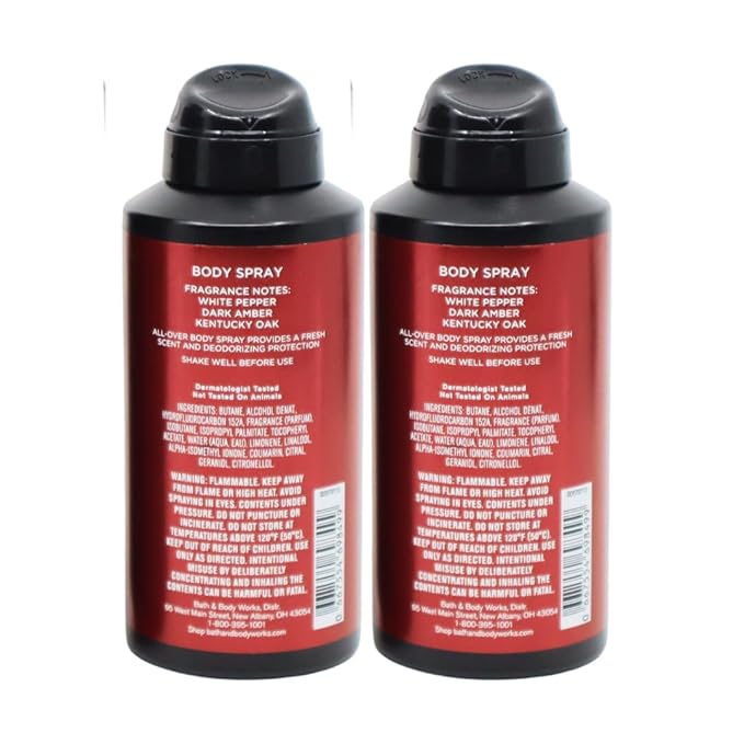 Bath & Body Works Bourbon Body Spray 3.7oz – Gift Pack for Holiday - Men’s Collection – Lot of 2