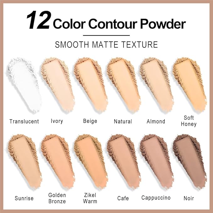 Professional Light Medium Brown Contour Highlight Palette,Multiple Full Coverage Makeup Palet for Correcting, Easy Blending, Long-lasting formula, Sculpt & Highlighting,Matte and Shimmer Finish-12A