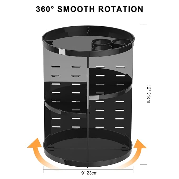 Rotating makeup organizer for vanity,