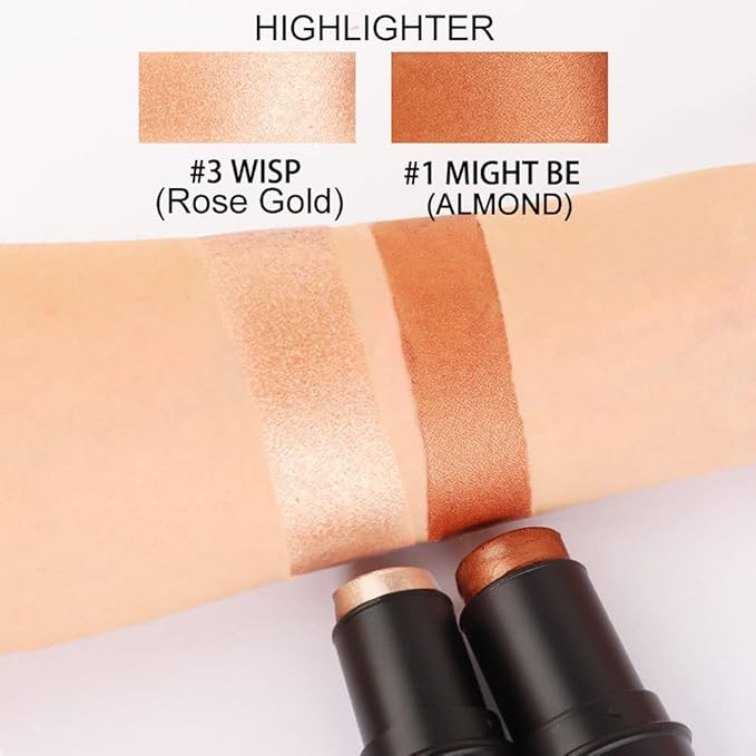 evpct 2Pcs Cream Contour Foundation Stick for Neutral Skin, Highlighter & Bronzer Pen Face Brightens & Shades Pencil Highlighting Shade Longwear Makeup Highlight Bronzer Shaping Trimming Stick, 01&03