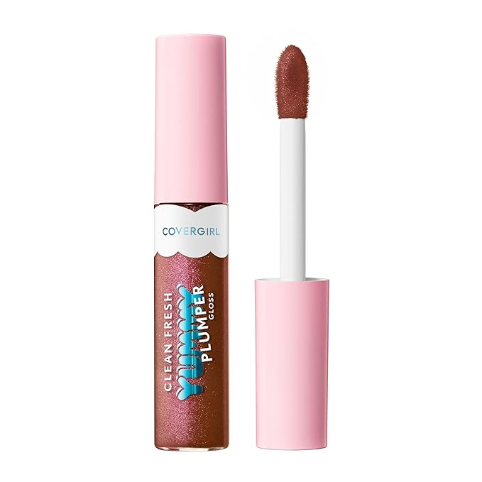 Covergirl Clean Fresh Yummy Plumper Lip Gloss, 720 Like You A Choco-Lot, Shiny, Vegan Formula, Easy to Apply, Minty Flavor, 0.33oz