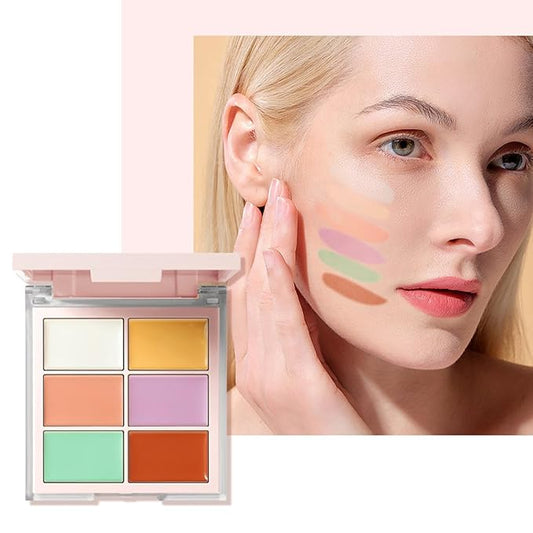 MAEPEOR Face Conceal Contour Palette 6 Colors Full Coverage and Lightweight Concealer Contour Palette Waterproof Long Lasting Contour Palette (Color 01)