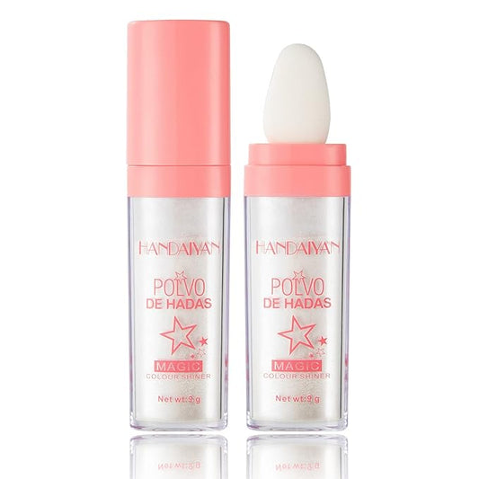 Polvo De Hadas Body Shimmer Glitter Highlighter Powder Makeup,High Gloss Sparkle for Face Body Hair,Create The Most Sparkly And Attractive Glitter Makeup - Pearl White
