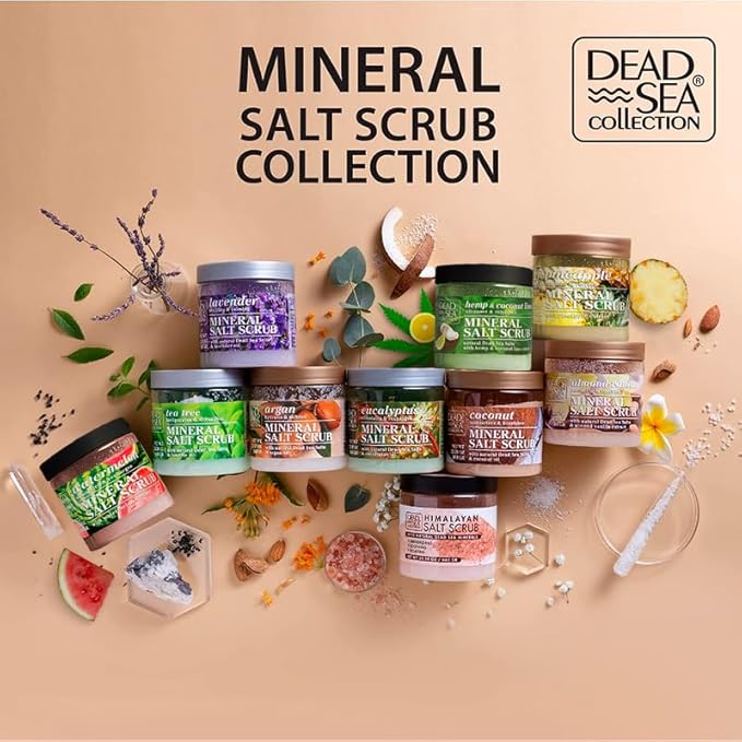 Dead Sea Collection Almond Vanilla Salt Scrub – Exfoliating Body Scrub for Women – Moisturizing and Nourishing Skin – with Pure Oils and Dead Sea Minerals (23.28 Oz)