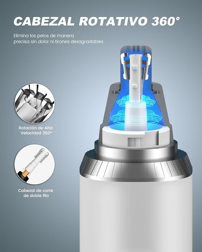 Ear & Nose Hair Trimmer with LED Display for Men Women,Painless USB Rechargeable Eyebrow & Facial & Nose Hair Trimmer Clipper,Professional IPX7 Waterproof Dual Edge Blades 12,000 RPM (White)