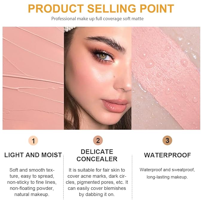 Kaely Pot Concealer Full Coverage Set,under Eye Brightener Concealer for Conceals Dark Circles,Waterproof Foundation Face Makeup Brush Kit,Color Correcting Concealer,Eye Ring corrector de ojeras 04