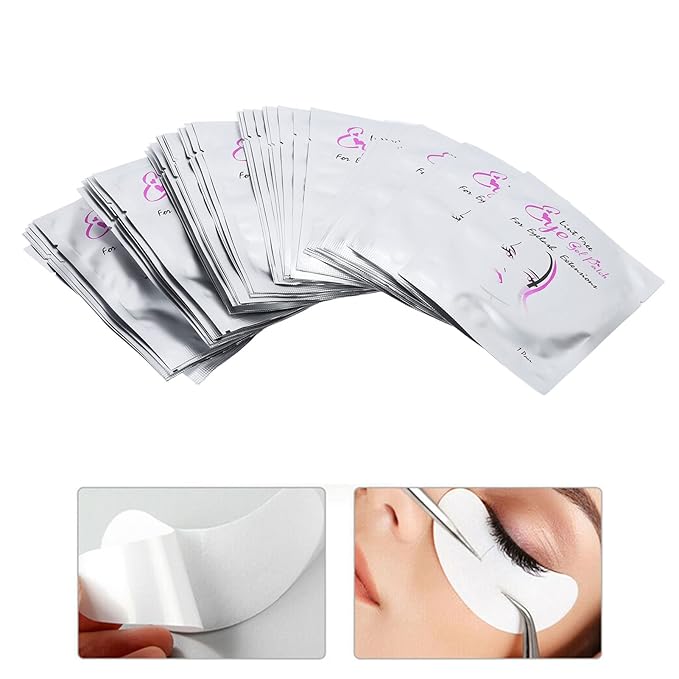 50pcs Eyelash Pads, Gel Lash Pads Under Eye Hydrogel Eye Pads for Eyelash Design, Individual Packing Eyelash Patch for Woman Beauty