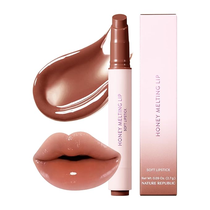 Nature Republic HONEY MELTING LIP (20 ROSE BROWN) SOFT LIP STICK, Hydrating Gloss, Moisturizing balms, Sheer tint, Shine & Nude, Glowy Finish, korean make up