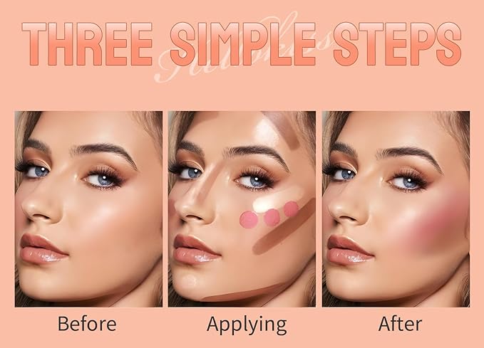 3Pcs Contour Stick Set，3 Colors Contour Stick Makeup Set， Long-Lasting Waterproof Concealer Stick Kit，Cream Blush & Highlighter Bronzer Pen (SET-B)