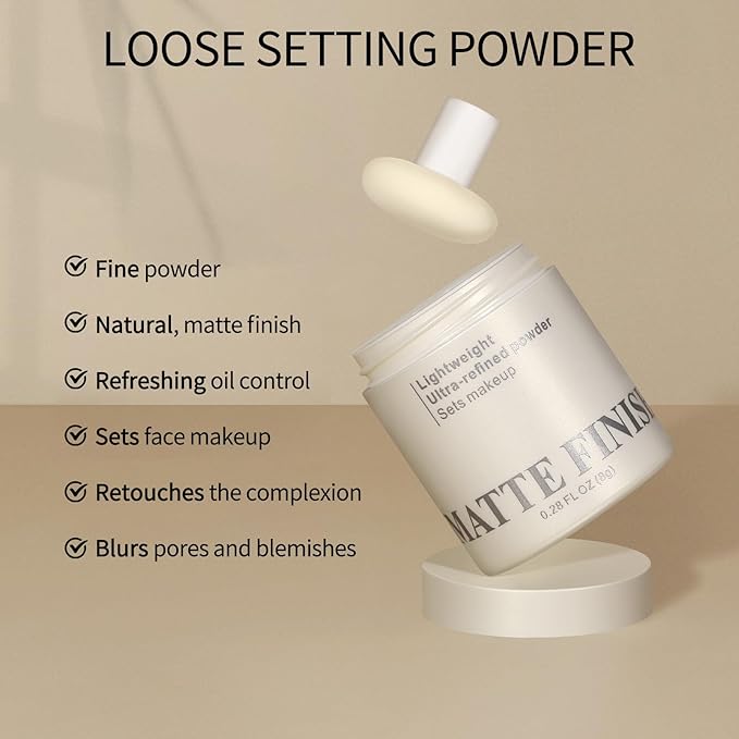 Erinde Lavender Purple Matte Setting Powder with Puff,