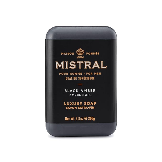 Mistral Bar Soap, Black Amber, Large Bar