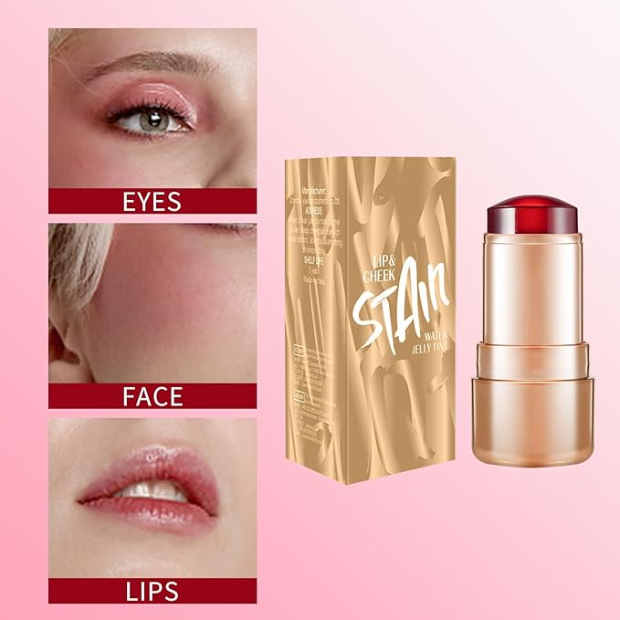 2pcs Jelly Blush Stick, Multi-purpose Lip and Cheek Colour Stick, Jelly Texture Waterproof, Moisturising and Long-lasting, Non-sticky, Create Watercolour Makeup Effect for Women and Girls 1#