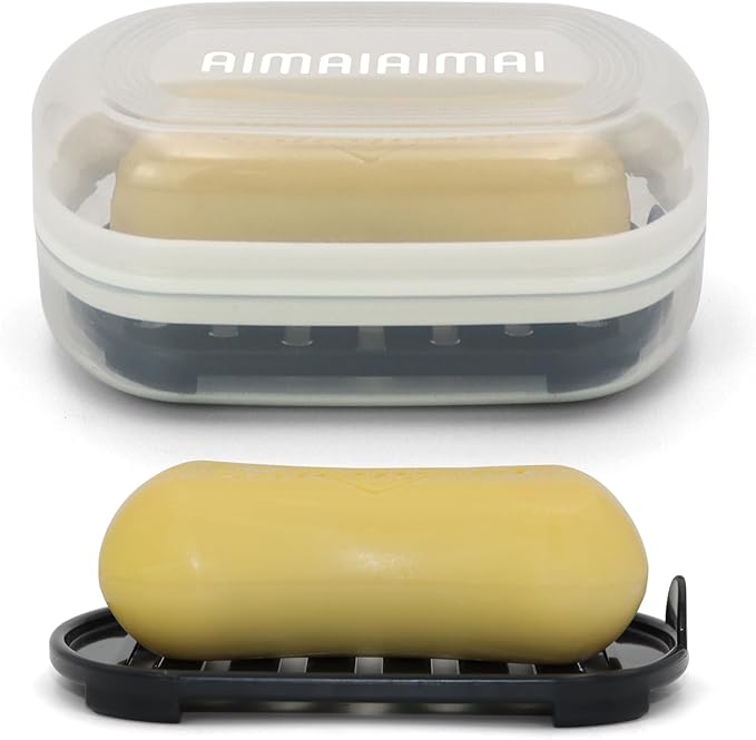 Soap Box, Travel Soap Container, Bar Soap Case with Removable Draining Layer - Clear Style A