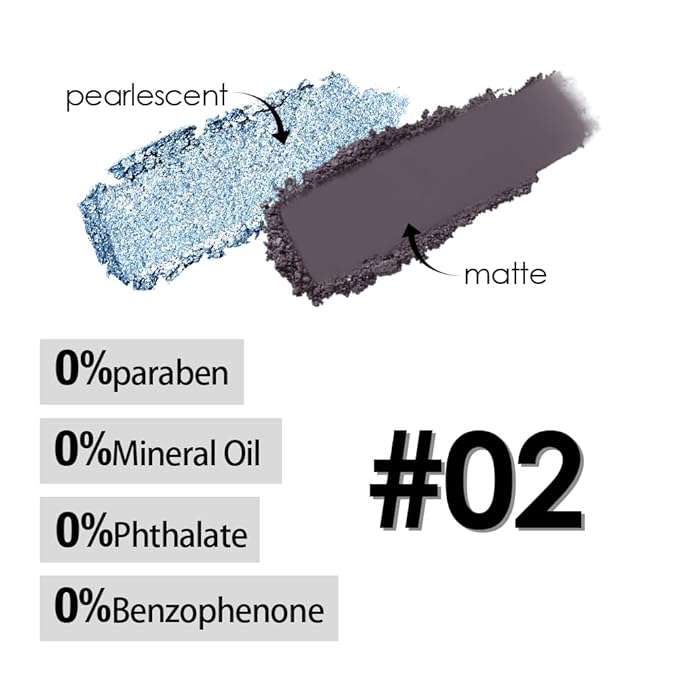 Blue Black Two Color Matte Shimmer Glitter Eyeshadow,Bright High Pigment Eye Shadow Powder,Professional Long-Lasting Waterproof Makeup Palette,Blendable,Easy-To-Apply and Compact for Travel