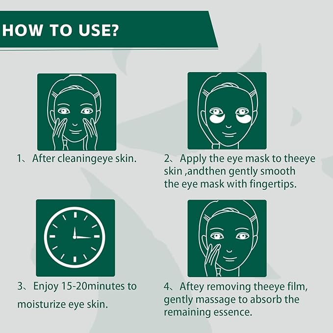 Under Eye Mask,30 pairs Green Tea Extract Anti-Aging Under Eye Mask, Firming Eye Mask, Green Tea Eye Patches,for Eye Moisturizing Dark Circles, Wrinkles, Fine Lines, Under Eye Bags