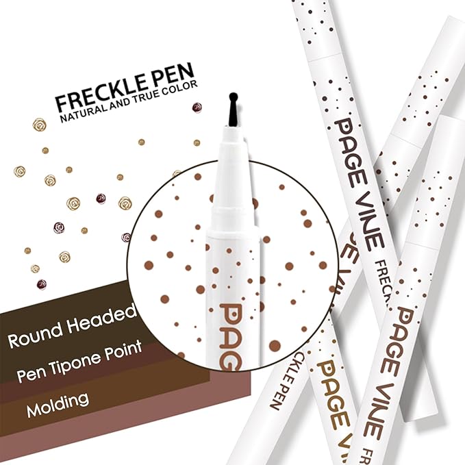 2 Pack Freckle Pen,Liquid Face Fake Freckles Makeup Pen to Create Natural Freckle Makeup and Freck beauty,Fake Freckles Waterproof for Lifelike Sunkissed Makeup,Mole Pen (01Light+03Dark)