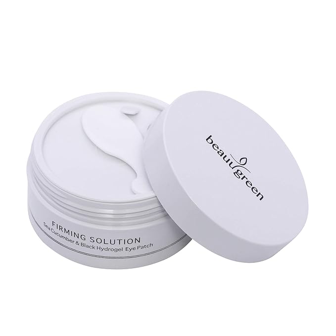 BEAUUGREEN FIRMING SOLUTION SEA CUCUMBER & BLACK HYDROGEL EYE MASK 30 pairs/Eye patch under eyes for Skin Firmness, Dark circle, Anti-aging & Anti-wrinkle