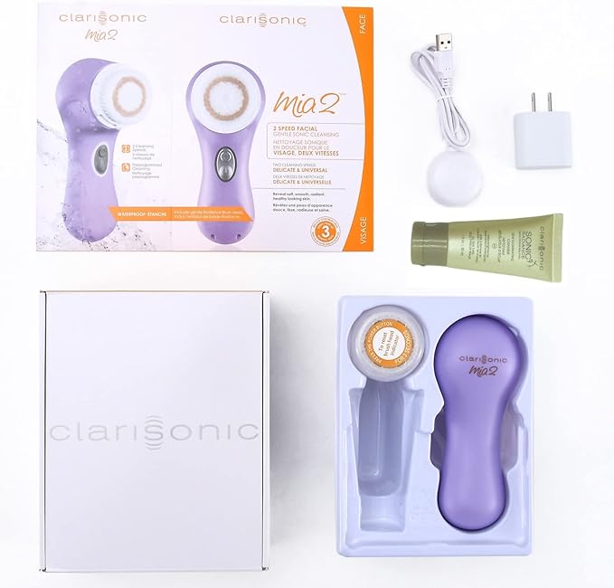 Clarisonic Mia 2 Sonic Facial Skin Cleansing Brush System | Added to Transparency Portal Cleansing System (Lavender)