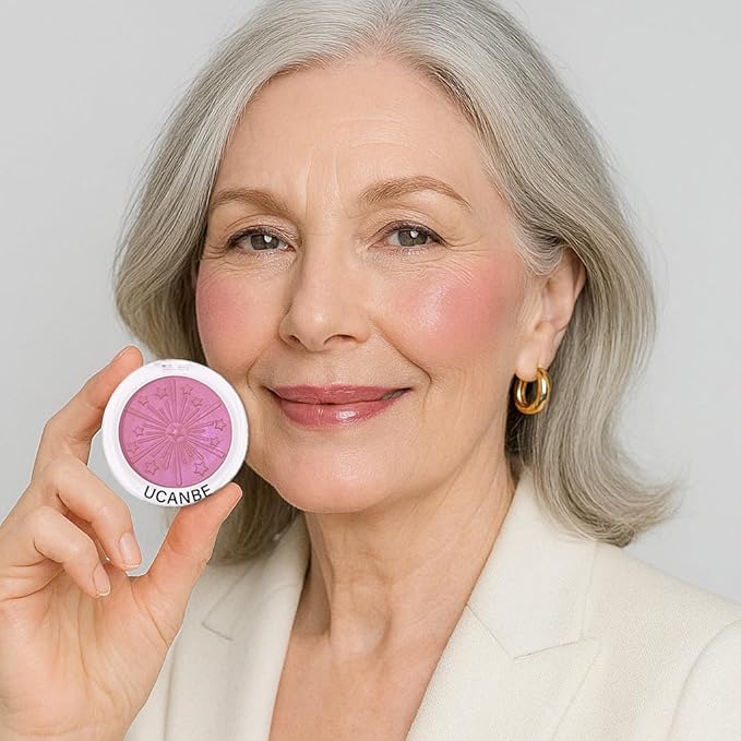 UCANBE Baked Blush for Cheek, Glow Blushing Palette - Seamless Silky Blendable Powder Blush Makeup Palette, Delivering Long Last Natural Ruddy Complexion, 03 Peony