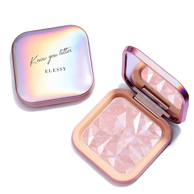 ELESSY Highlighter Makeup Palette Long Lasting Face Highlighter Tones-RAINBOW GLOW