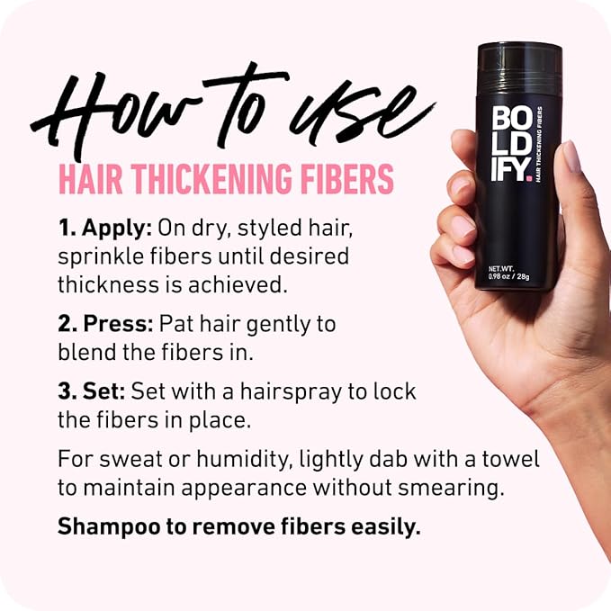 BOLDIFY Hair Fibers (28g) - Fill In Thinning and Fine Hair for an Instantly Fuller, Thicker Look - 14 Shades for Women & Men - Dark Brown