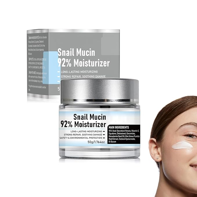 Snail Mucin 92% Moisturizer Daily Face Gel Cream, Hydrating Repair Face Gel Cream, Advanced Snail 92 All In One Cream for Dry & Sensitive Skin, All Skin Types 50g / 1.76oz