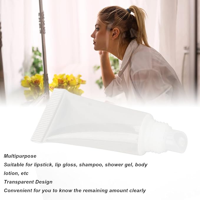 ZJchao 25pcs 5ml Lip Gloss Tube, Refillable Mini Empty Cosmetic Balm Tubes Container for Comestic Makeup Travel Toiletries Shampoo Body Lotion