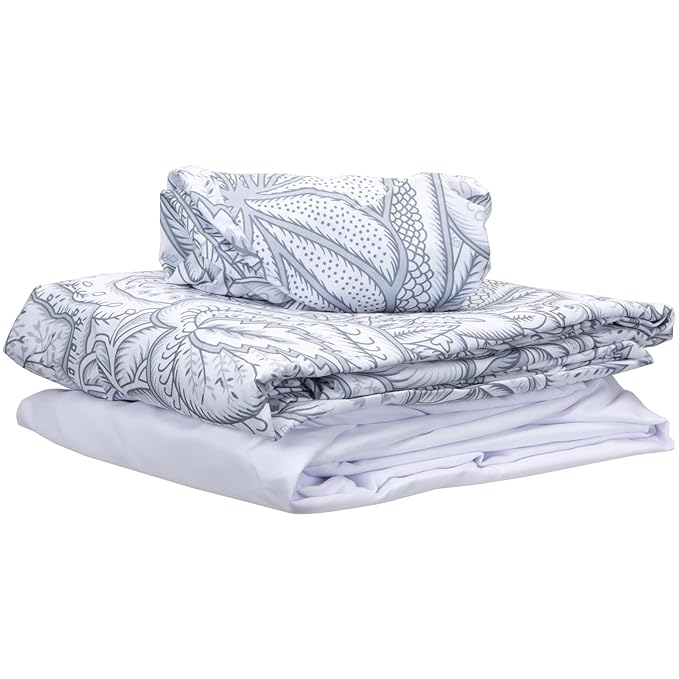 ForPro Premium Designer Microfiber 3-Piece Massage Sheet Set, Island Tranquility, Ultra-Light, Stain and Wrinkle-Resistant, Includes Massage Flat Sheet, Fitted Sheet and Face Rest Cover, White