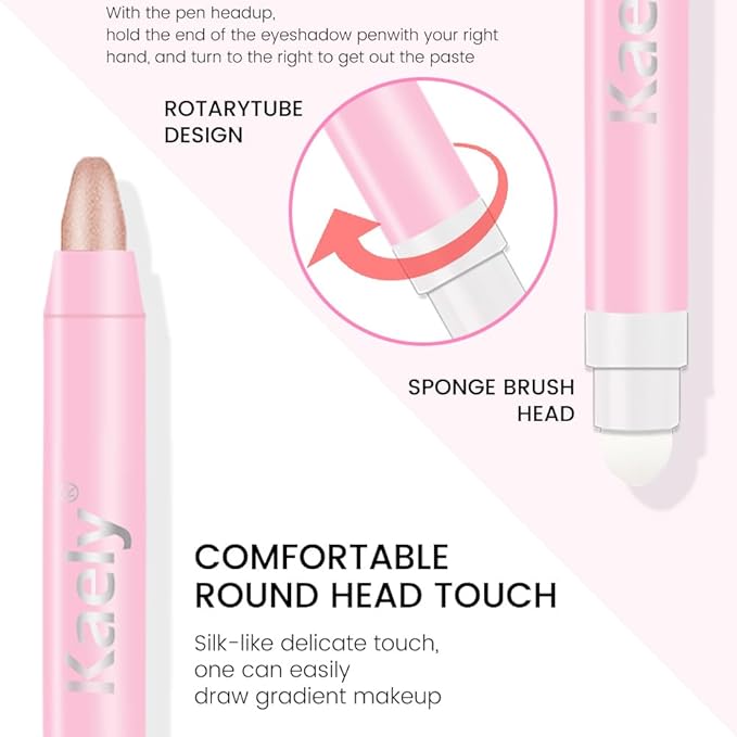 Kaely 2in1 Cream Eye Shadow Brightener Sticks for Eyes, Pencil Eyeshadow Applicator Stick Waterproof Pigmented, Eye Shadow Palette Highlighter Makeup, sombras para ojos, 17 Champagne Shimmer