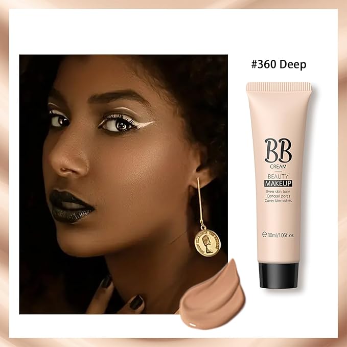 KWOLYKIM 2PCS Hydrating Makeup BB Cream, Tinted Moisturizer Face Makeup BB Cream Foundation Waterproof Concealer Brighten Color Correcting Cream Nude Makeup Long Lasting for All Skin(Deep)