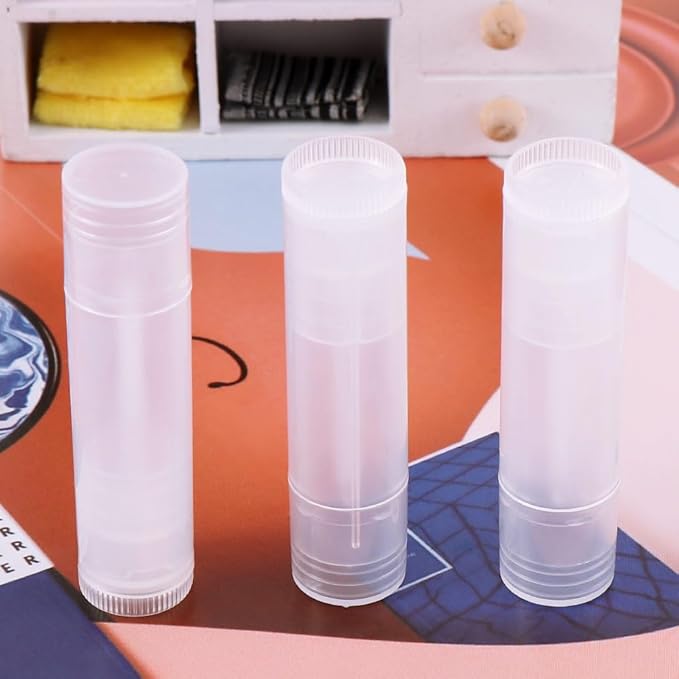 50Pcs 5ml Translucent Lipstick Cosmetic Empty Lip Gloss Lipstick Containers,Cosmetic Containers Sale Lip Balm Tubes Empty Hot Transparent Plastic Refill Lip Balm Tube with Cap