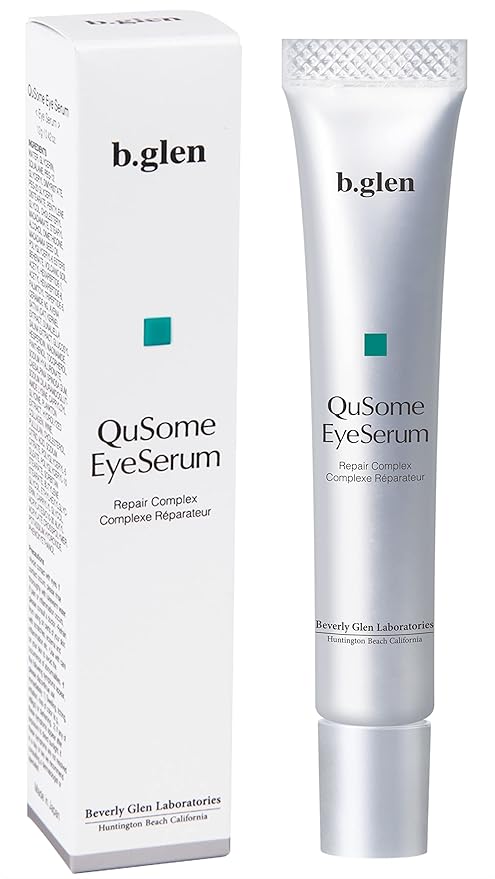 [[]b.glen QuSome Eye Serum (12g/0.42Oz.) Smooths Fine Wrinkles and Dry Skin Around The Eye Area. Moist yet Stretchy Textured with a Slightly Pink Hue from The Materra Powder.