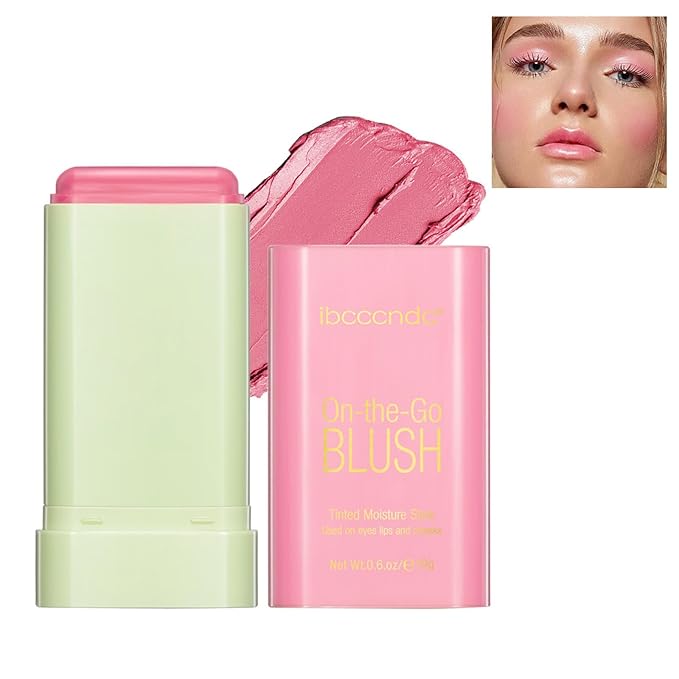 Multi-Use Makeup Blush Stick,Cream Blush Stick,Waterproof Natural Nude,Monochromatic Tint(Shy Pink)