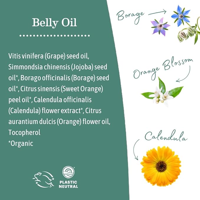 Earth Mama Belly Oil for Dry Skin | Calendula Skin Care Moisturizer Oil to Encourage Natural Elasticity and Help Prevent Stretch Marks During Pregnancy and Postpartum, 4-Fluid Ounce