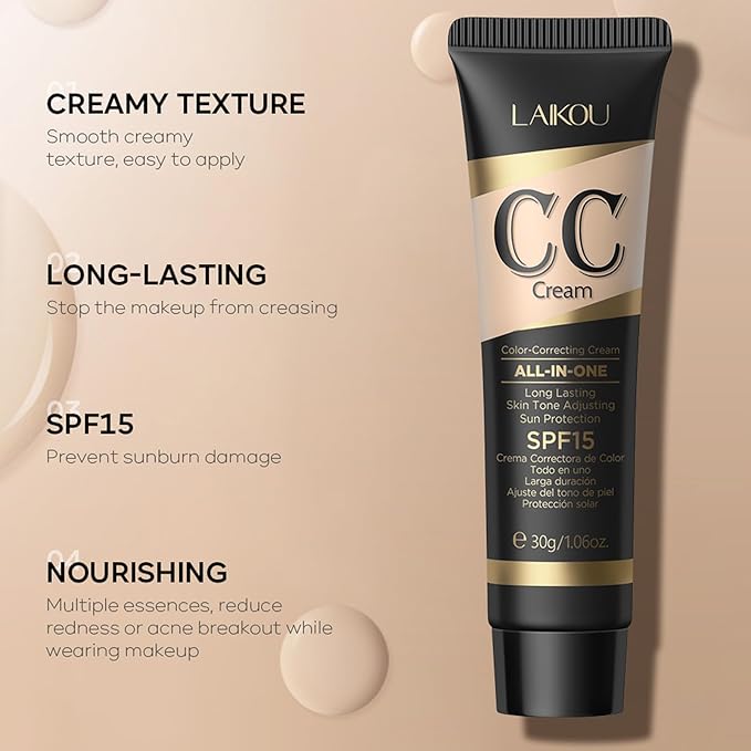 CC Cream Tinted Moisturizer with SPF 15, Color Cream Foundation(Natural)