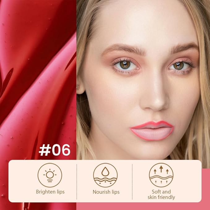 2 Pcs Matte Liquid Lip Stain Peel Off Lip Liner, Long Lasting Lip Tattoo, Waterproof & Transfer-Proof Lip Liner Peel Off Lip Gloss for All Skin Types. 0.12 fl oz #02+#06