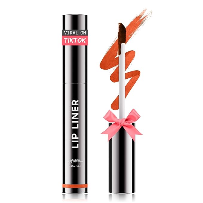 OETUIOW Lip Stain Peel Off, Lip Liner Moisturizing Long-Lasting & Waterproof, Transfer Proof & Plumping, Non-Stick Cup, Coral Color