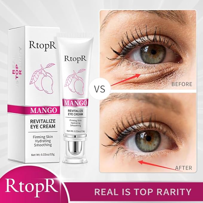 RtopR Mango Firming Eye Cream, Under Eye Cream for Dark Circles and Puffiness, Firm and Smooth the Look of Fine Lines, Smoothes the Skin Around the Eyes